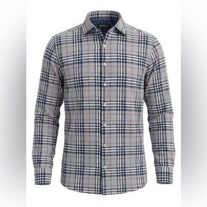 MACEOO MENS BUTTON DOWN SHIRT SIZE S BLACK LAVENDER CHECK